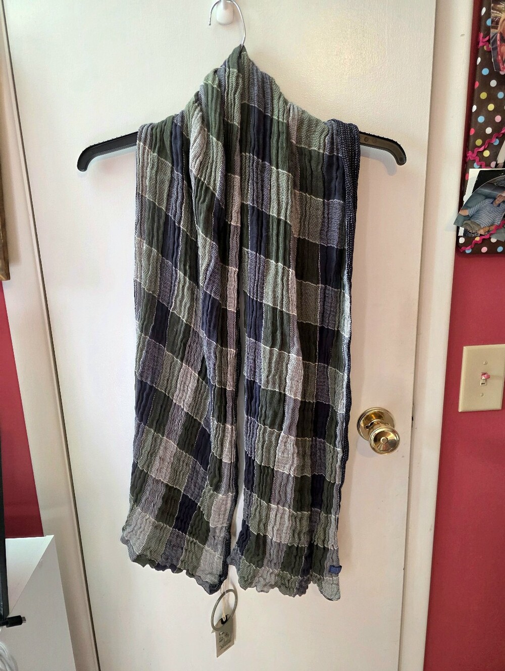 Camel Active Men's Blue Green Plaid Scarf